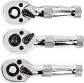 72-Tooth Stubby Ratchet Set - Compact 3-Piece Ratchets for Tight