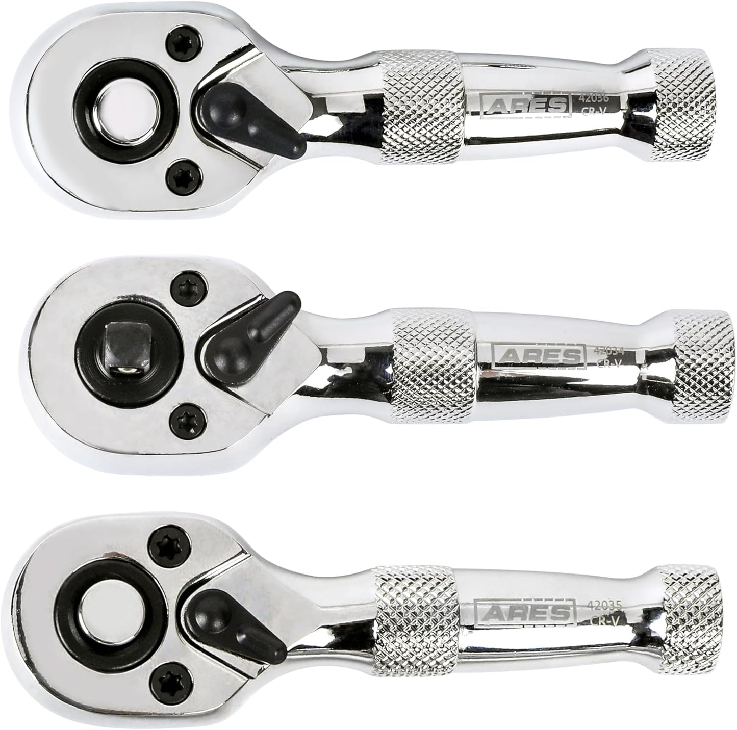 ARES 42142 3-Piece Stubby Ratchet Set for Tight Spaces