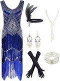 1920s Gatsby Sequin Fringed Paisley Flapper Dress (Style X5SX)