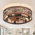 WWM 20 in Low Profile Flush Mount Fandelier Ceiling Fan with Lights