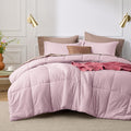Twin/Twin XL Comforter Set Pink Basket Weave - Lightweight All-Season