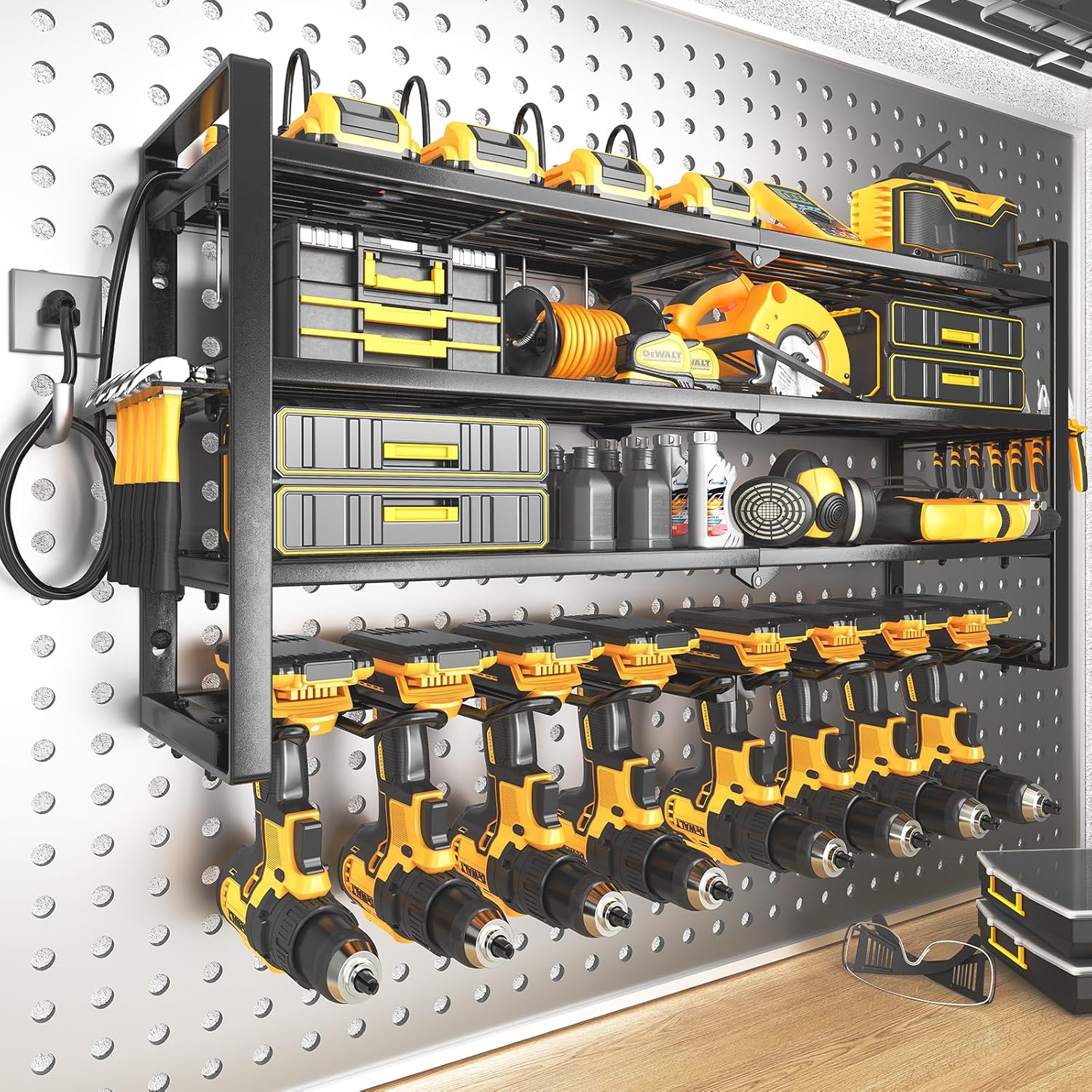 Power-Ready Tool Rack with Charging Station