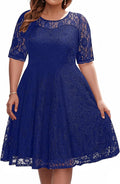 Women's Plus Size Lace V Neck Midi Dress - Flattering