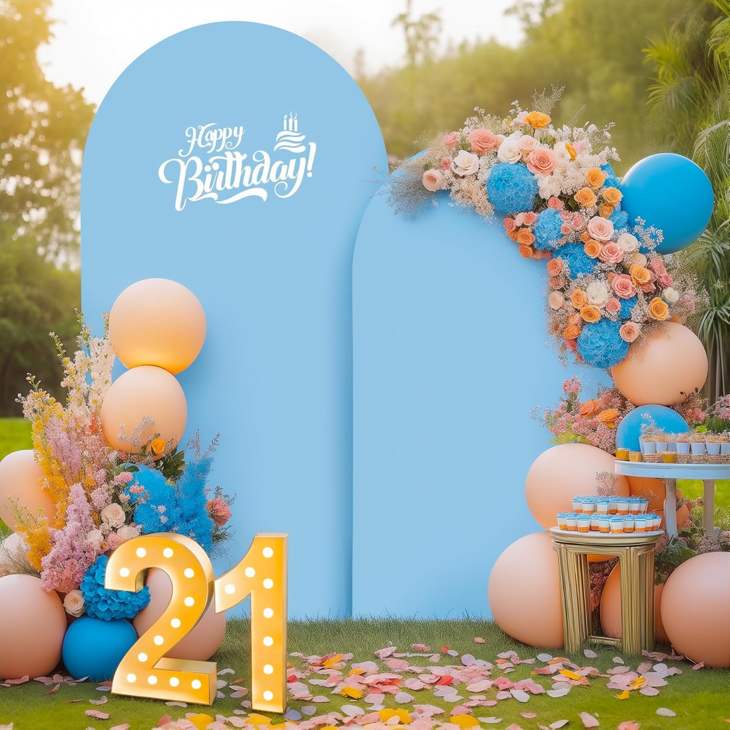 Baby Blue Arch Covers Set of 2 for Stunning Event Backdrops