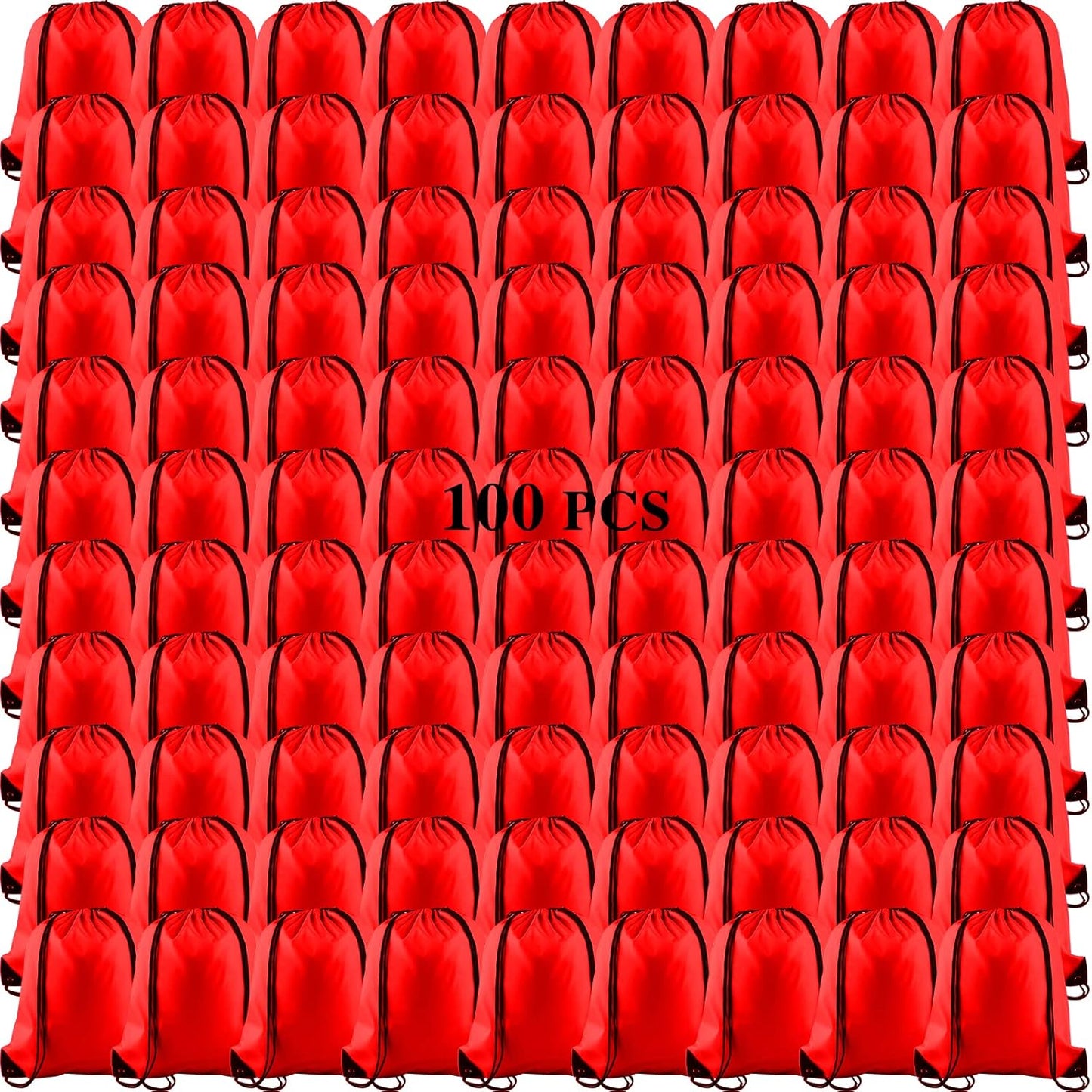KUUQA 100Pcs Red Drawstring Backpack Bags for Sports and Travel