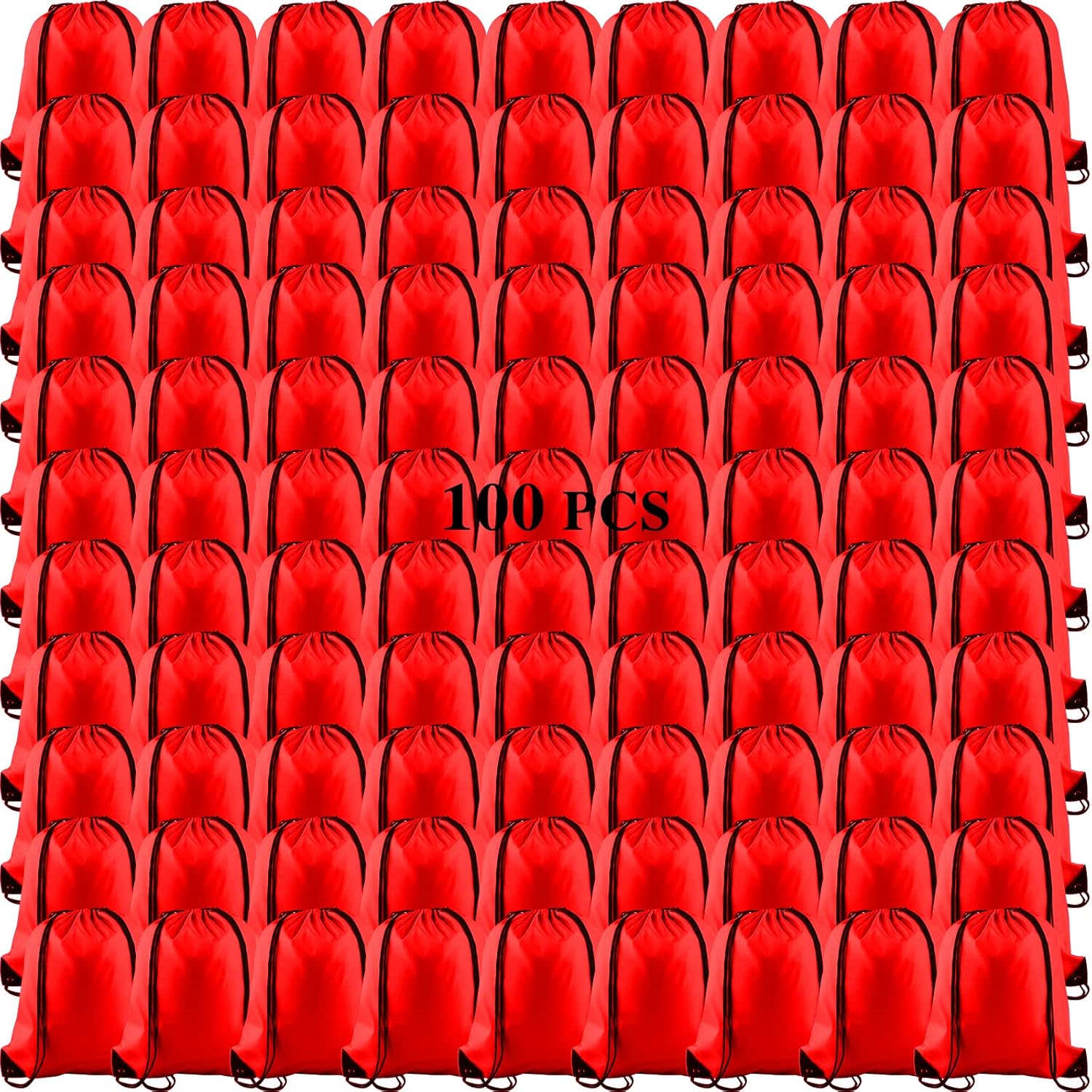 KUUQA 100Pcs Red Drawstring Backpack Bags for Sports and Travel