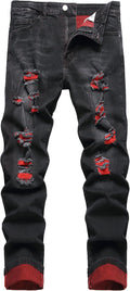 Men's Ripped Slim Straight Leg Denim Jeans - Comfortable Everyday Wear