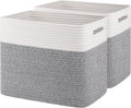 Storage baskets for Shelf - Collapsible Cotton Rope Bins 2-Pack