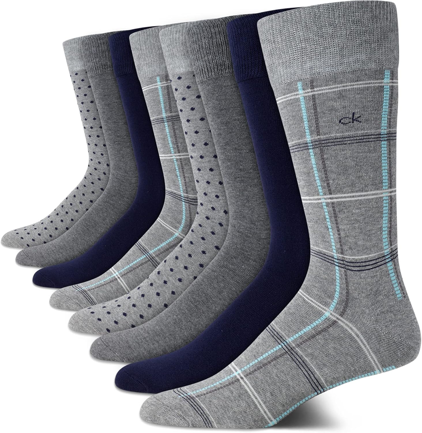 Calvin Klein Men's Dress Socks - 8 Pack Breathable Cotton Crew