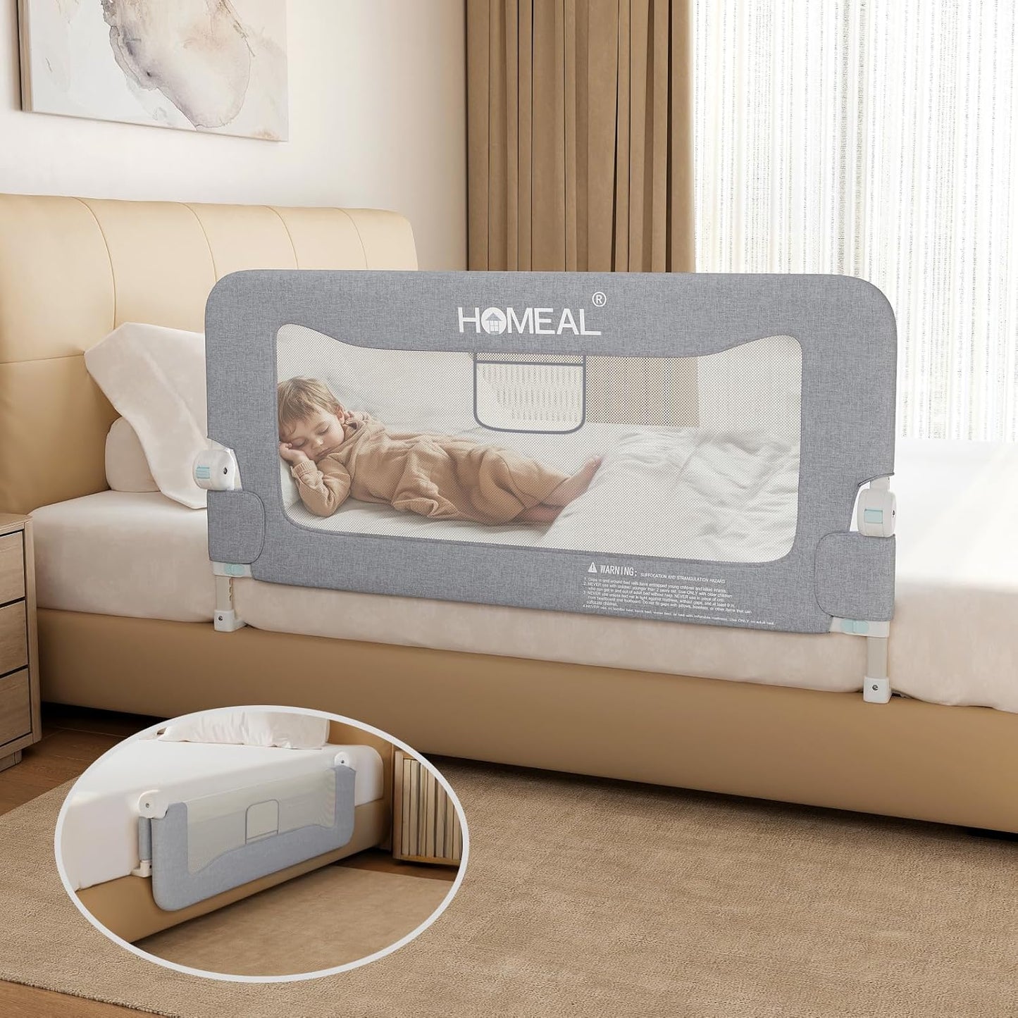 HOMEAL Bed Rail for Toddlers - Safe and Adjustable Design