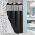 Stall No Hook Waffle Weave Shower Curtain with Snap-in Liner - Black