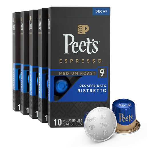 Peet's Medium Roast Decaf Nespresso Capsules - Intense Decaf Ristretto