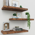 Floating Shelves for Wall Set of 3 - 16ft Rustic Brown Floating