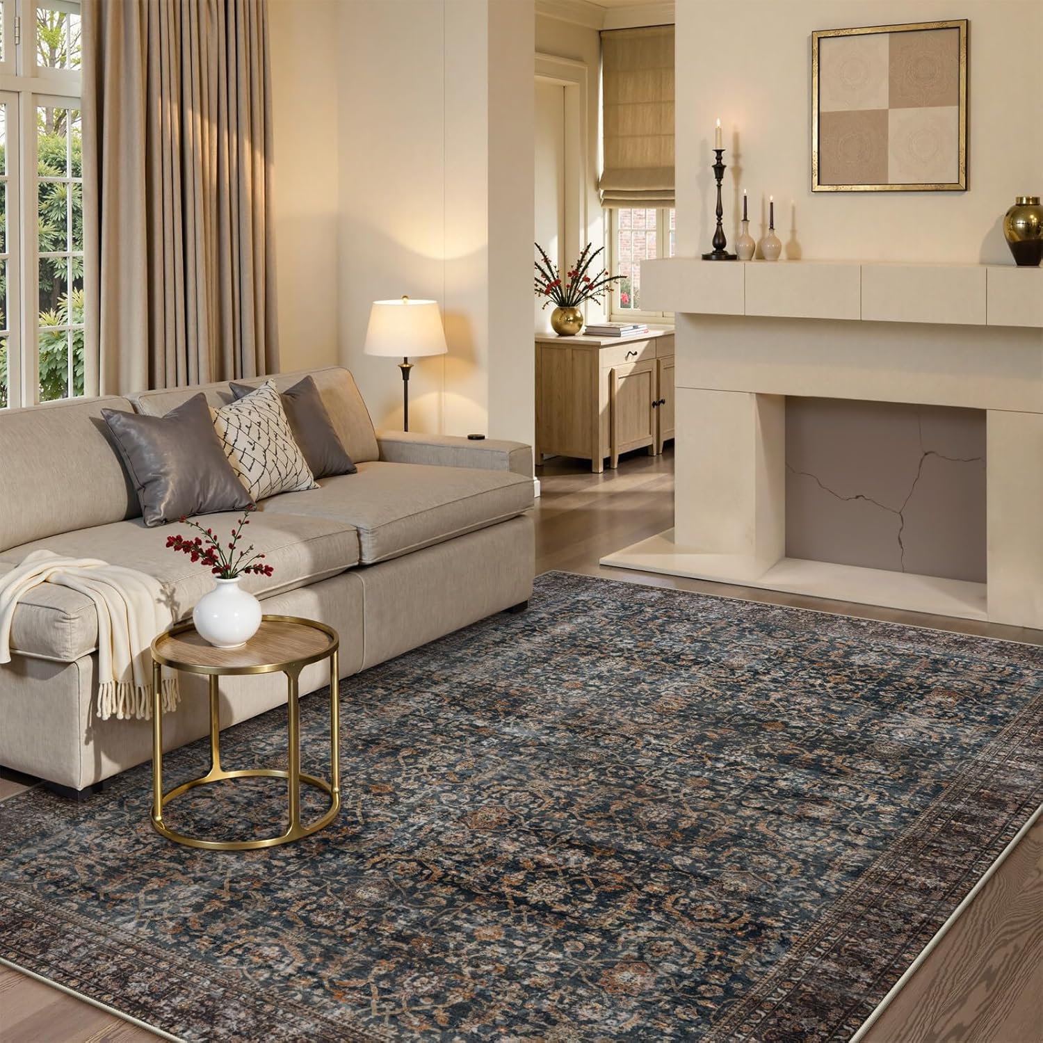 Collive Area Rug for Living Room 5x7 - Vintage Antique Design