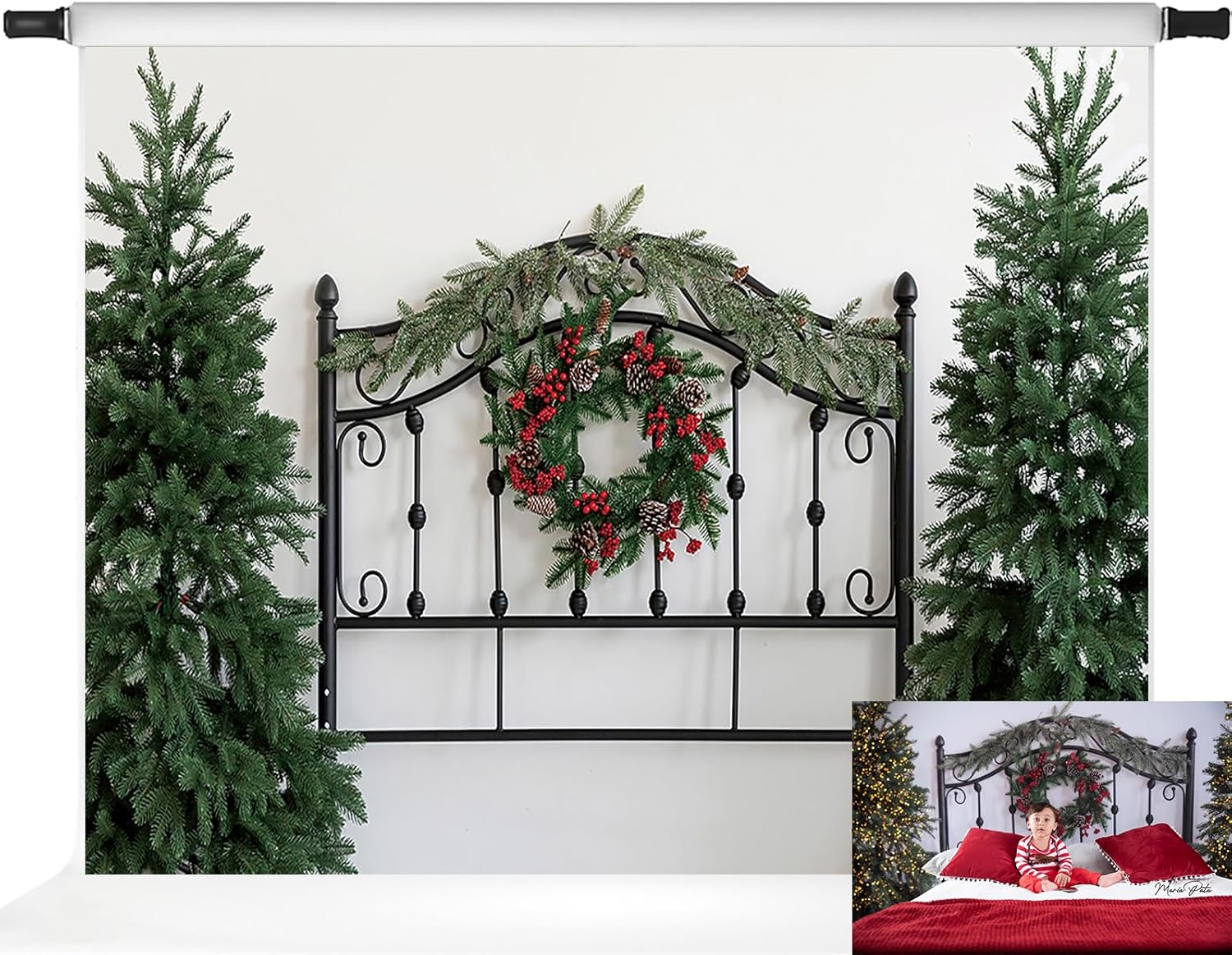 Kate 7x5ft Christmas Headboard Backdrops for Festive Photography