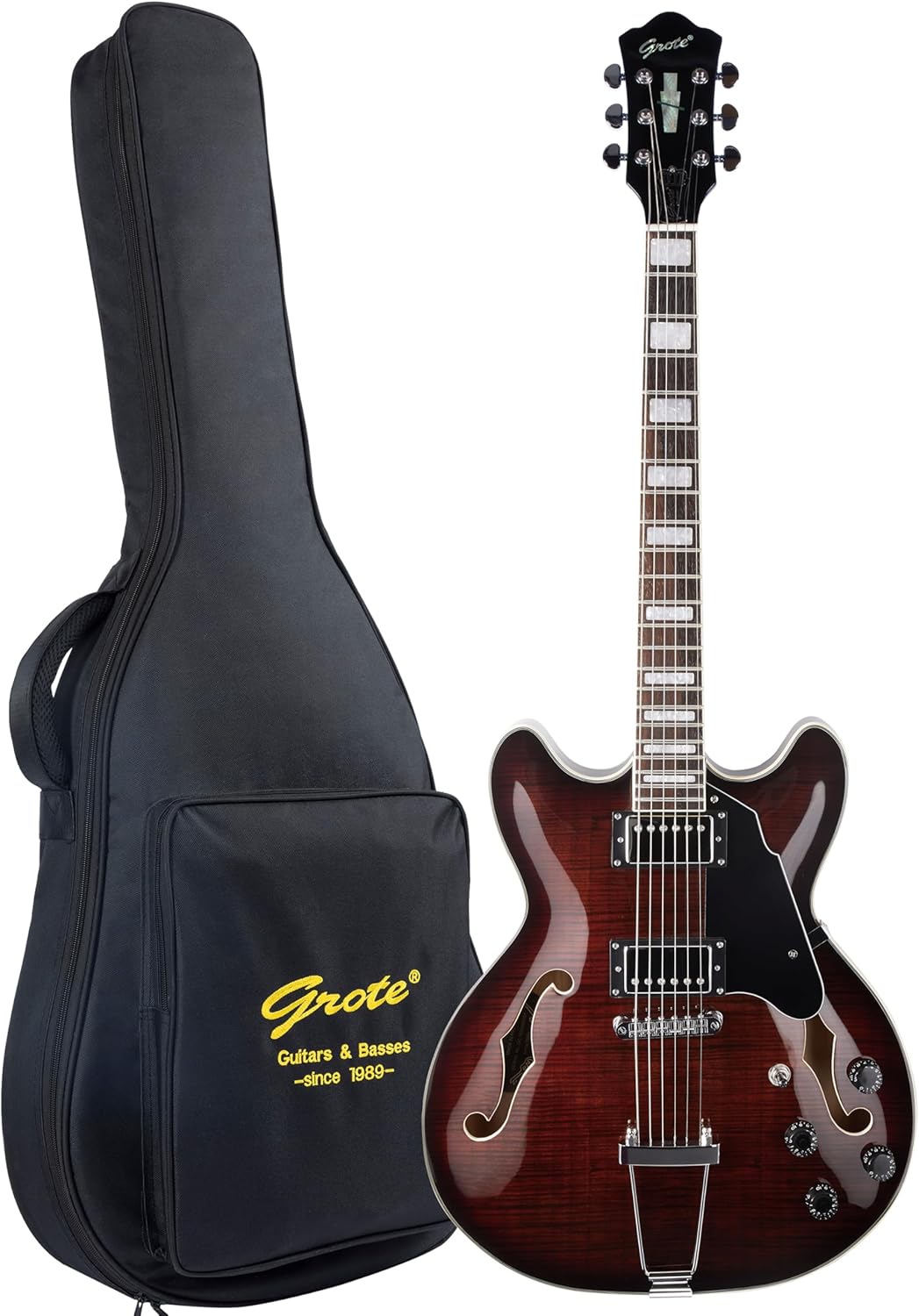 GROTE Jazz Electric Guitar Semi-Hollow Body with Gig Bag