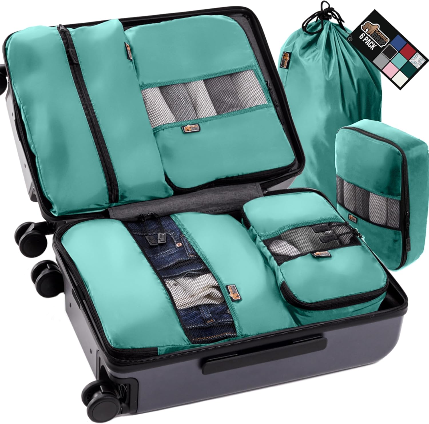 GORILLA GRIP Packing Cubes Set for Travel Essentials Organization