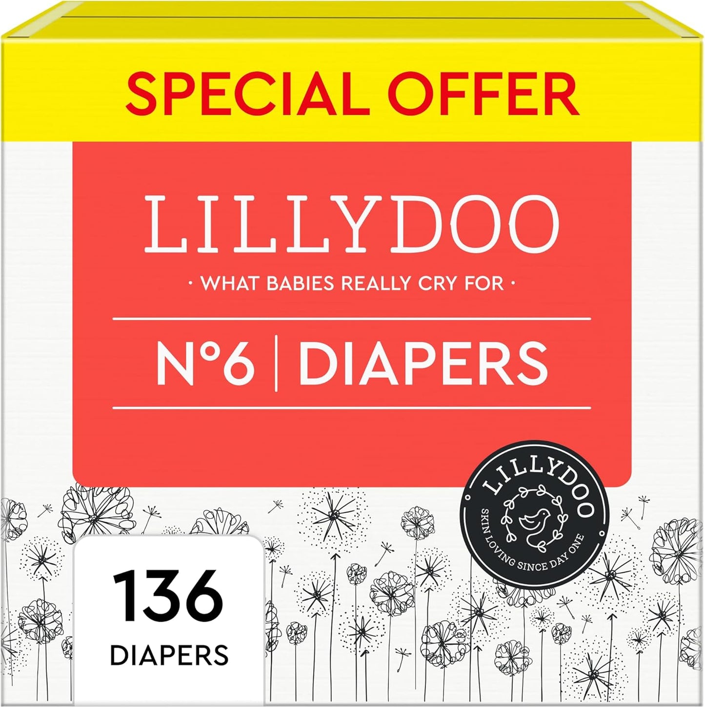 LILLYDOO Size 6 Diapers - Ultra Absorbent Monthly Supply