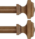 Wooden Curtain Rods for Windows 66-120 in - Adjustable Heavy Duty