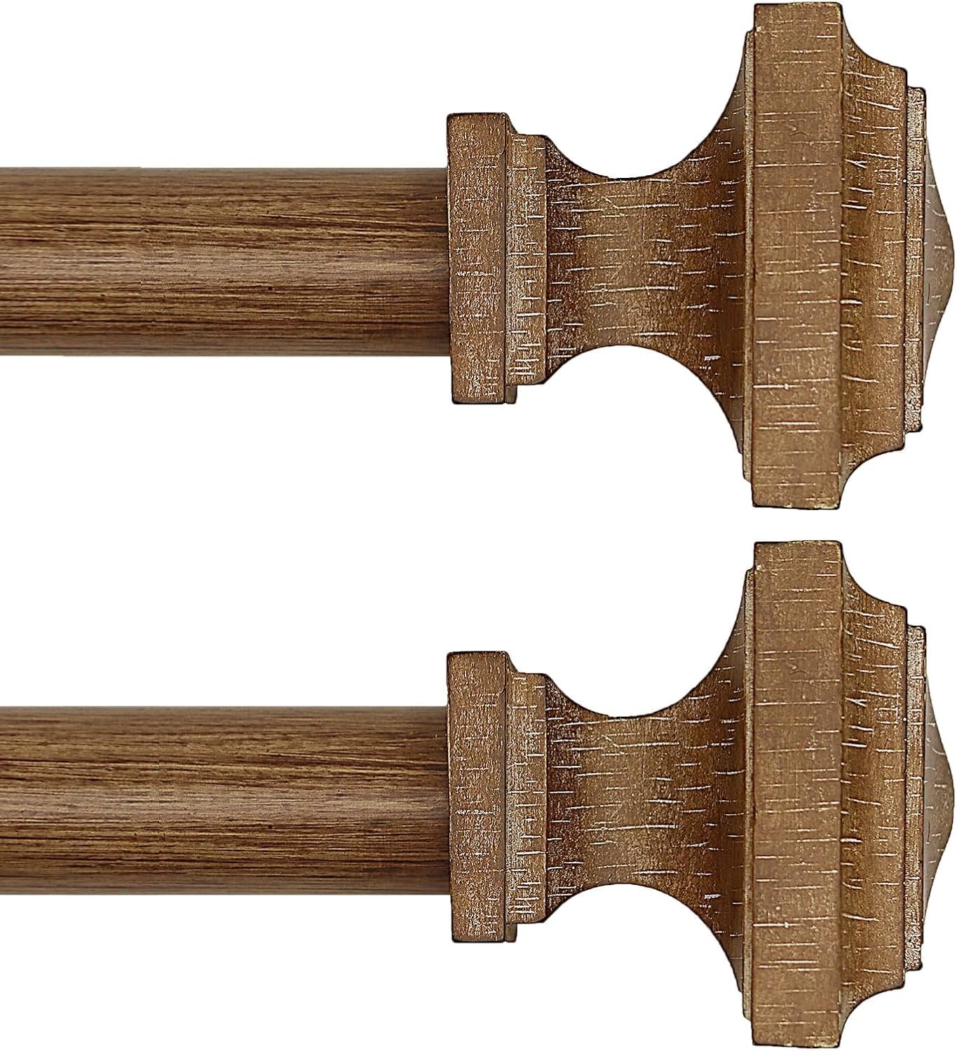 Wooden Curtain Rods for Windows 66-120 inches with Decorative Finials