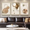 Large Framed Modern Luxury Gold Wall Art 3-Piece Set - Bold Geometric