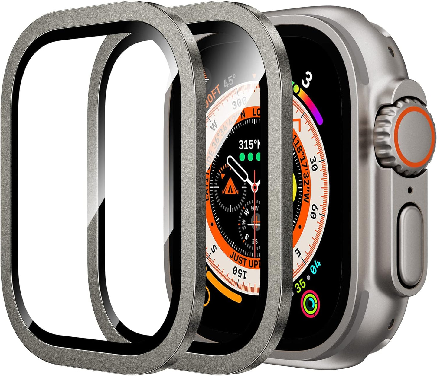 WSKEN Apple Watch 9H Tempered Glass + Titanium Frame