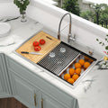 33 in Kitchen Sink Drop In Workstation Single Bowl - Durable 16-Gauge