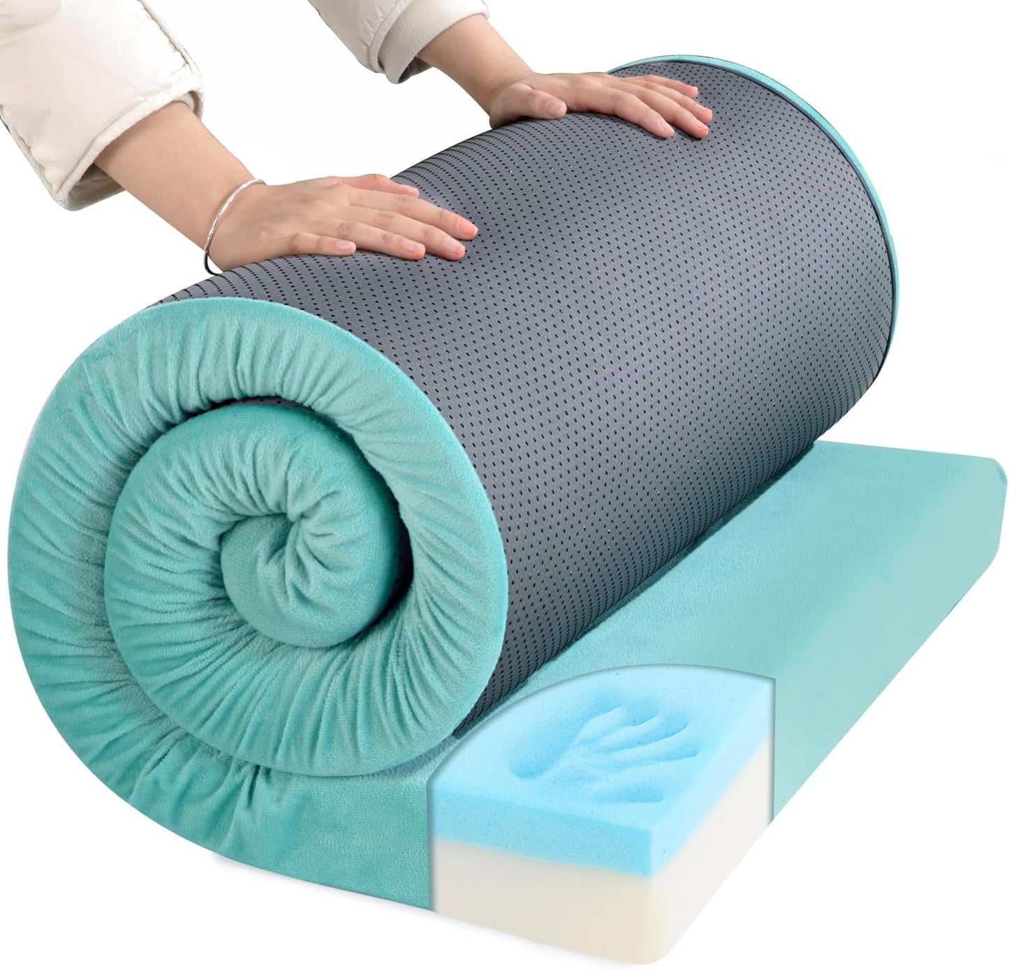 HOMBYS 3 Inch Thick Waterproof Memory Foam Camping Mattress