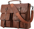 Seyfocnia Leather Messenger Bag for Men - Vintage Laptop Briefcase