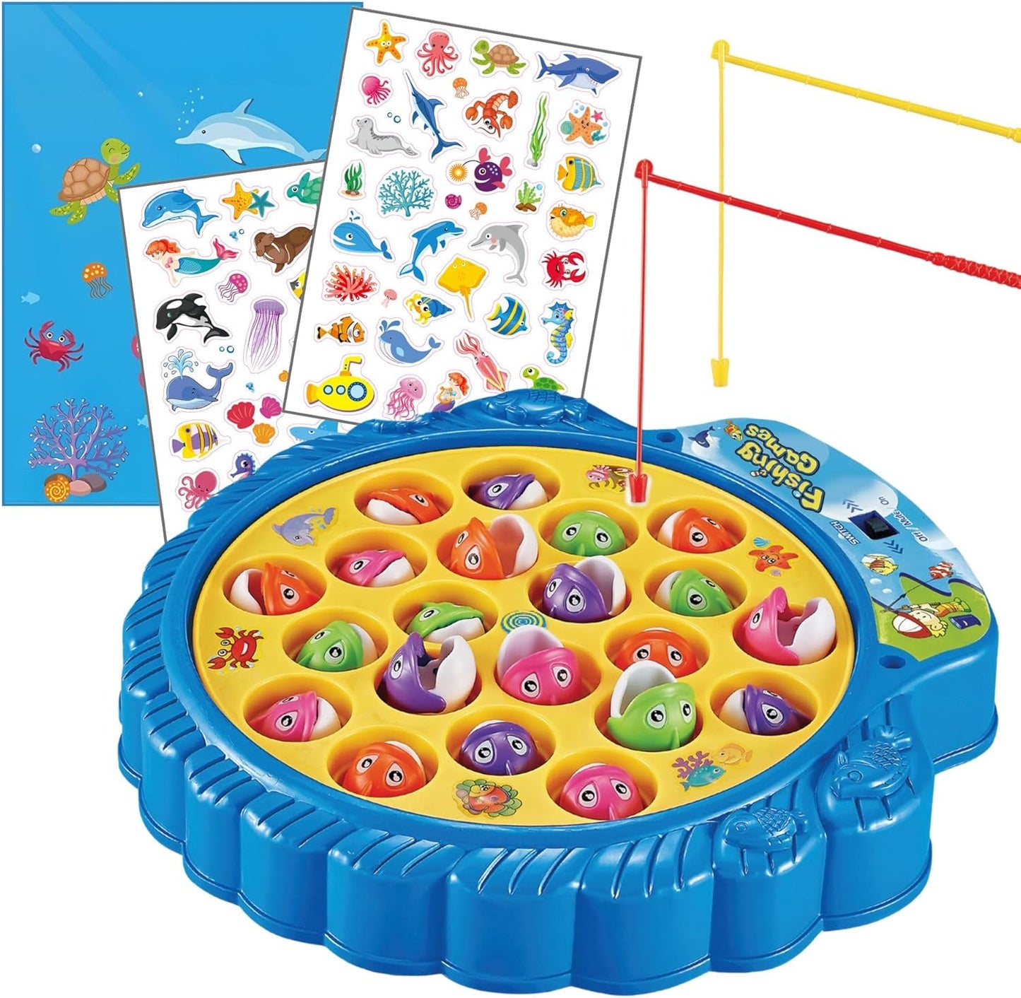 Haktoys Fishing Game Play Set with 21 Fish and 4 Poles