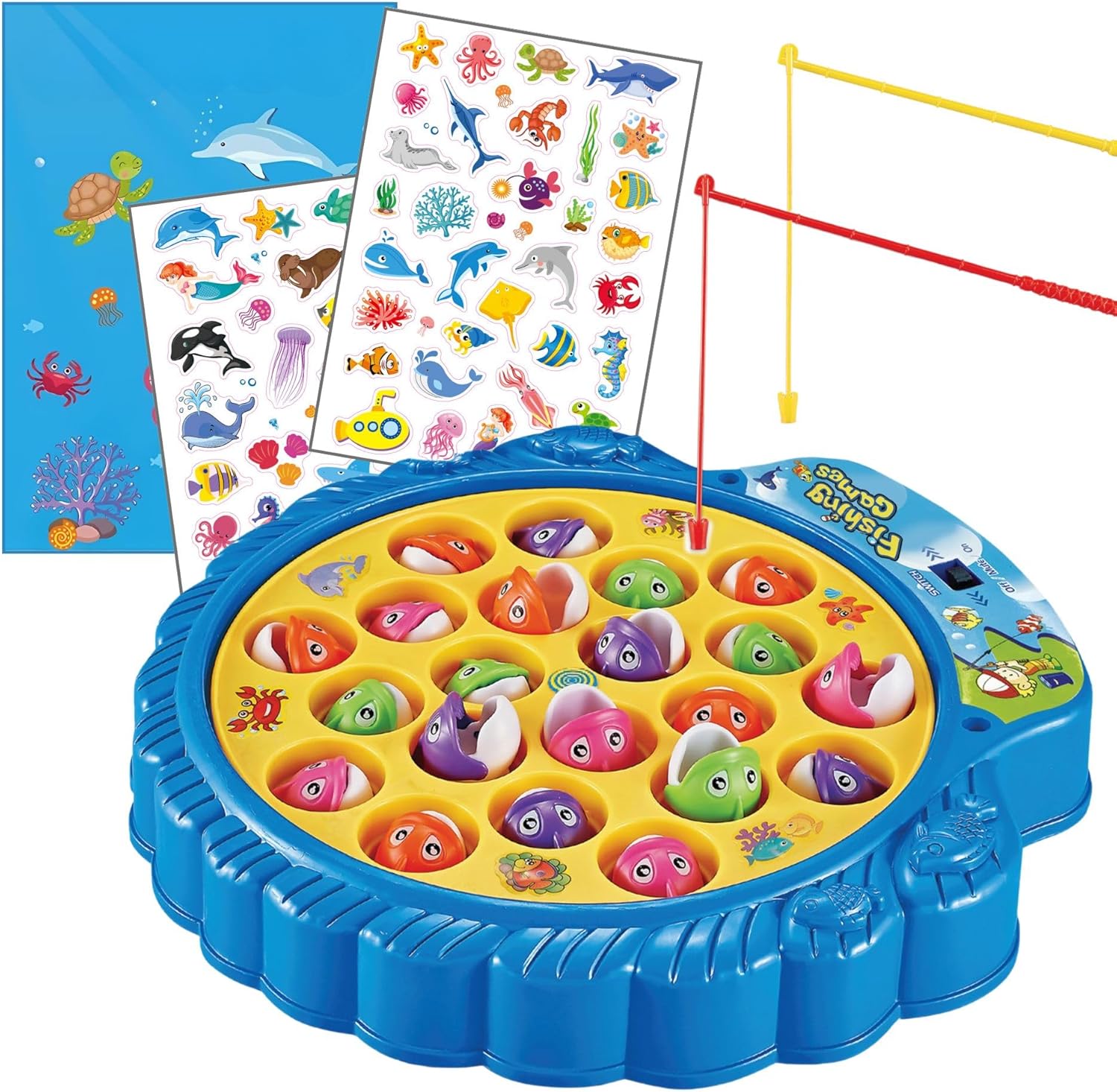Haktoys Fishing Game Play Set with 21 Fish and 4 Poles