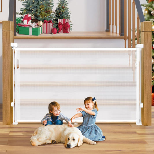 Retractable Baby Gates for Stairs - 55in Wide Mesh Safety Gate