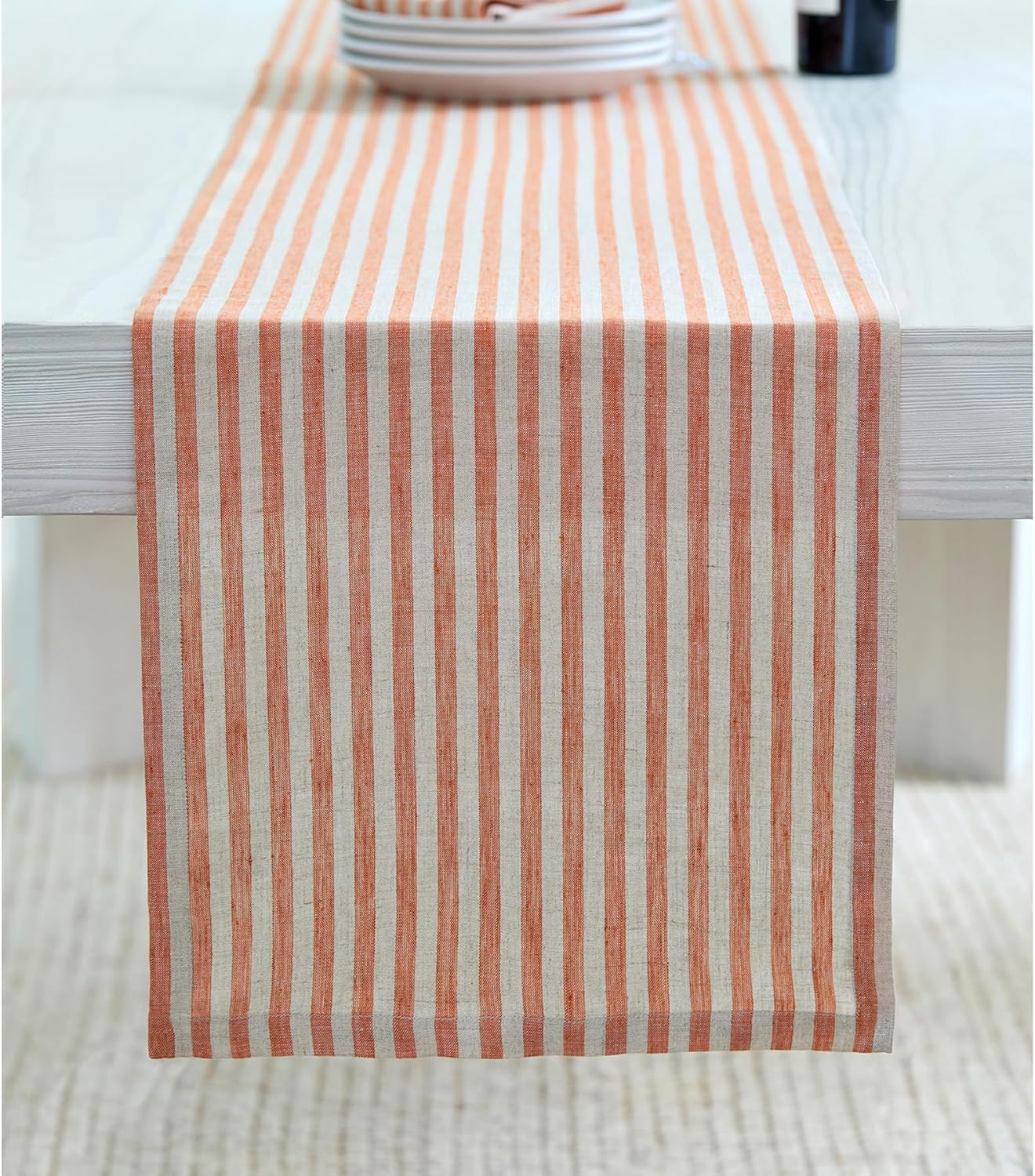 Solino Home 14 x 108 Inch Pure Linen Table Runner for Fall