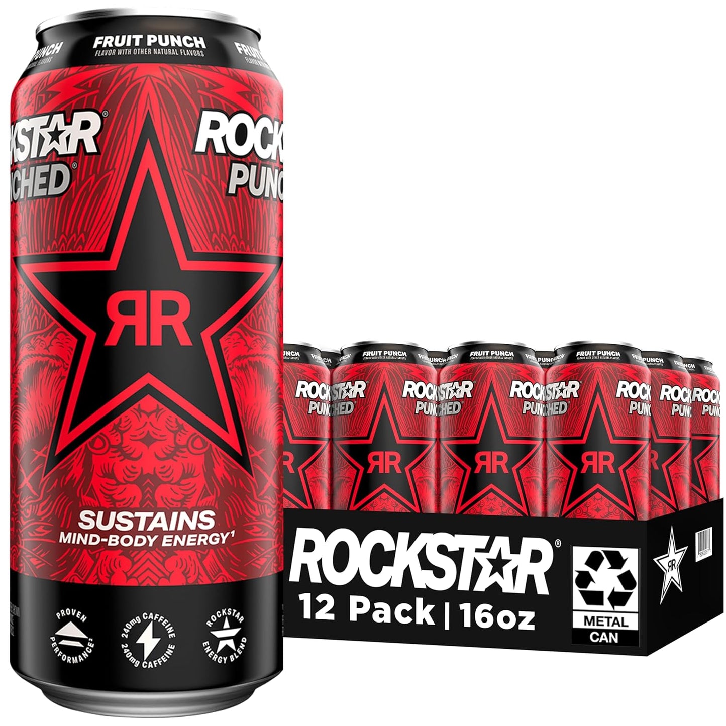 Rockstar Punched Energy Drink, 16oz x12 Pack