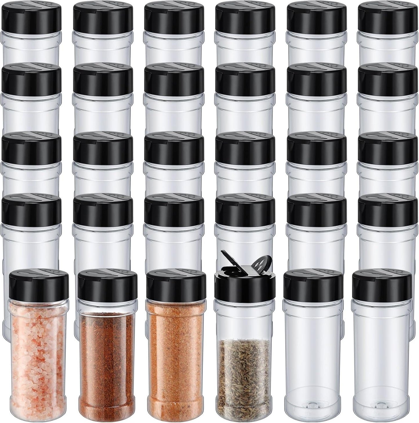 36 Pcs Plastic Spice Jars with Shaker Lids for Kitchen Use