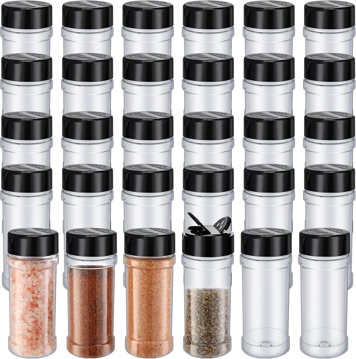 36 Pcs Plastic Spice Jars with Shaker Lids for Kitchen Use