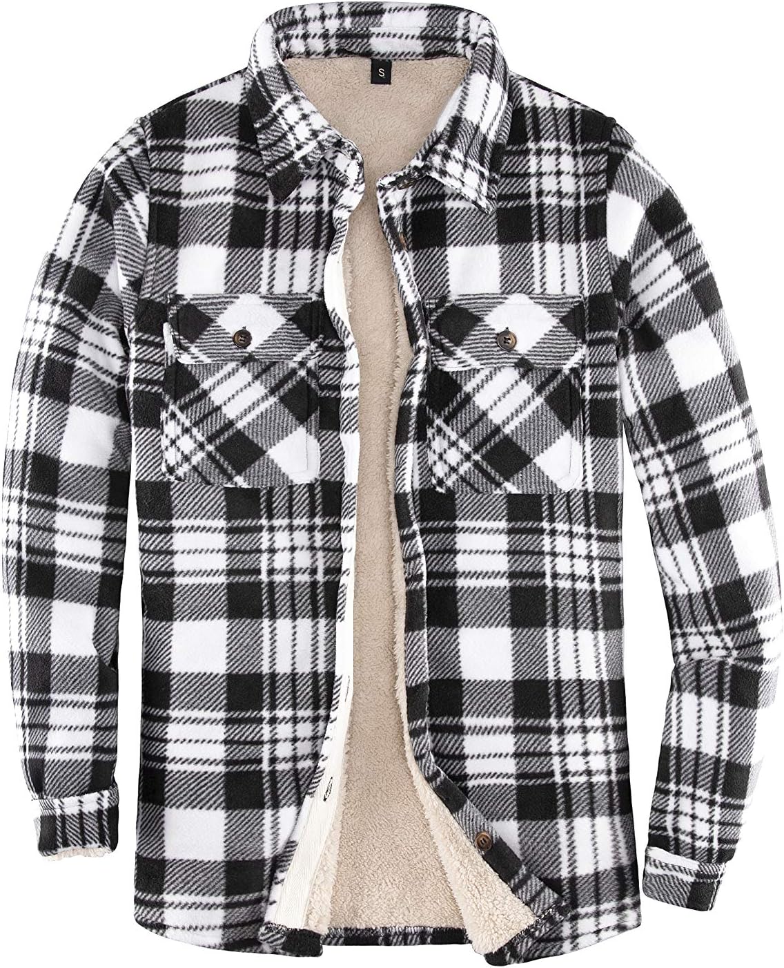 ThCreasa Womens Sherpa Fleece Lined Flannel Shirt Jacket