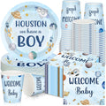 Outer Space Baby Shower Paper Plates Cups Napkins Set - 200 Pcs