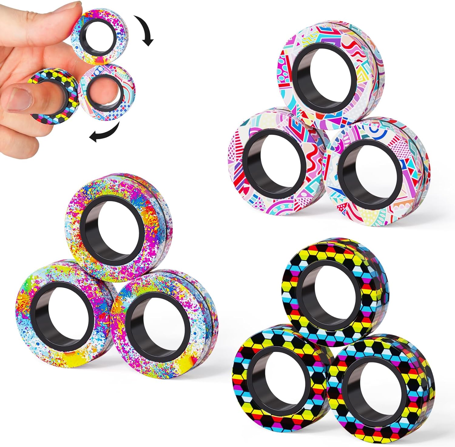 Anxiety Relief Magnetic Fidget Rings Set - YZ