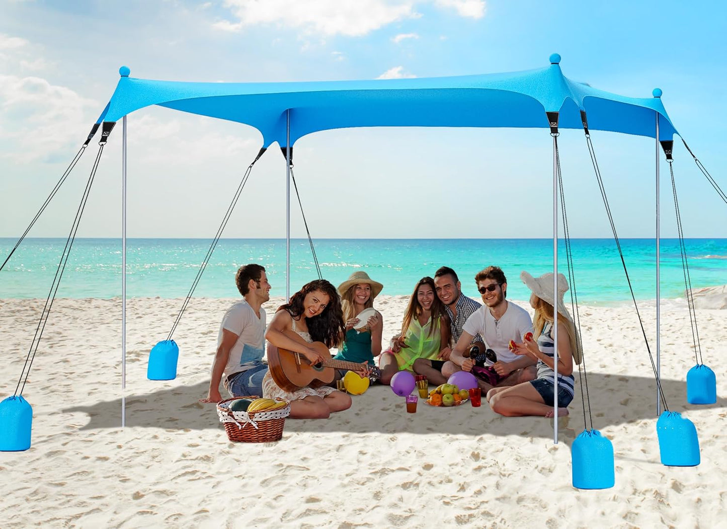 Gorich Beach Tent Sun Shelter with 8 Sandbags for Family Fun
