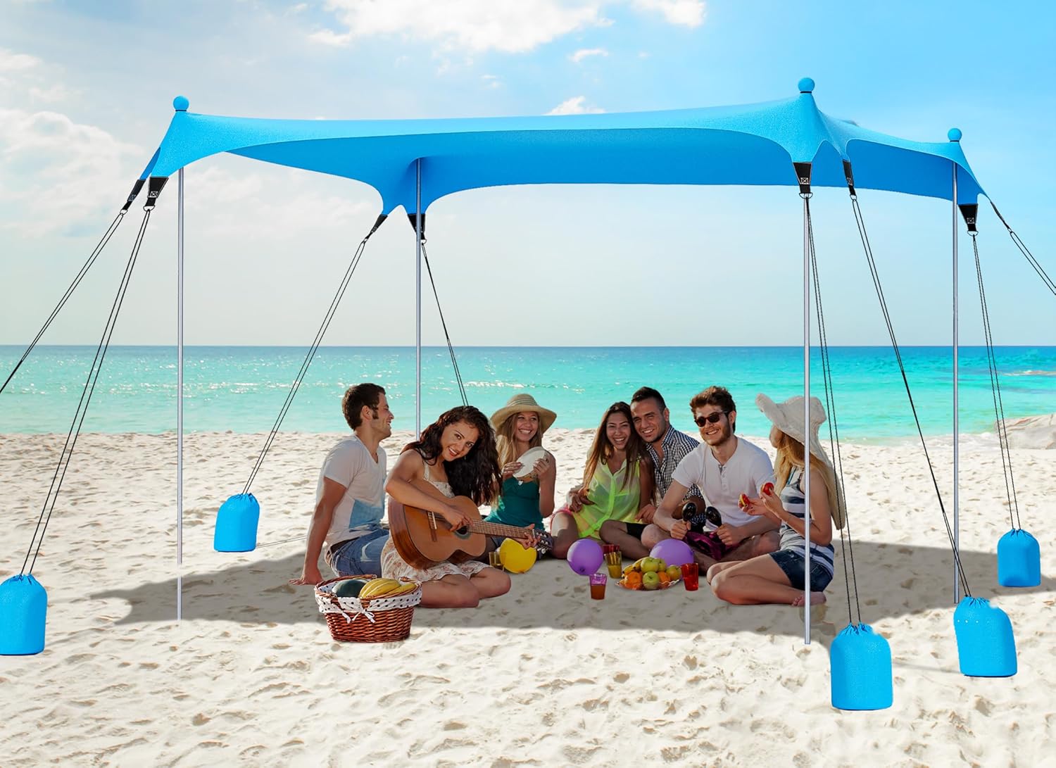 Gorich Beach Tent Sun Shelter with 8 Sandbags for Family Fun