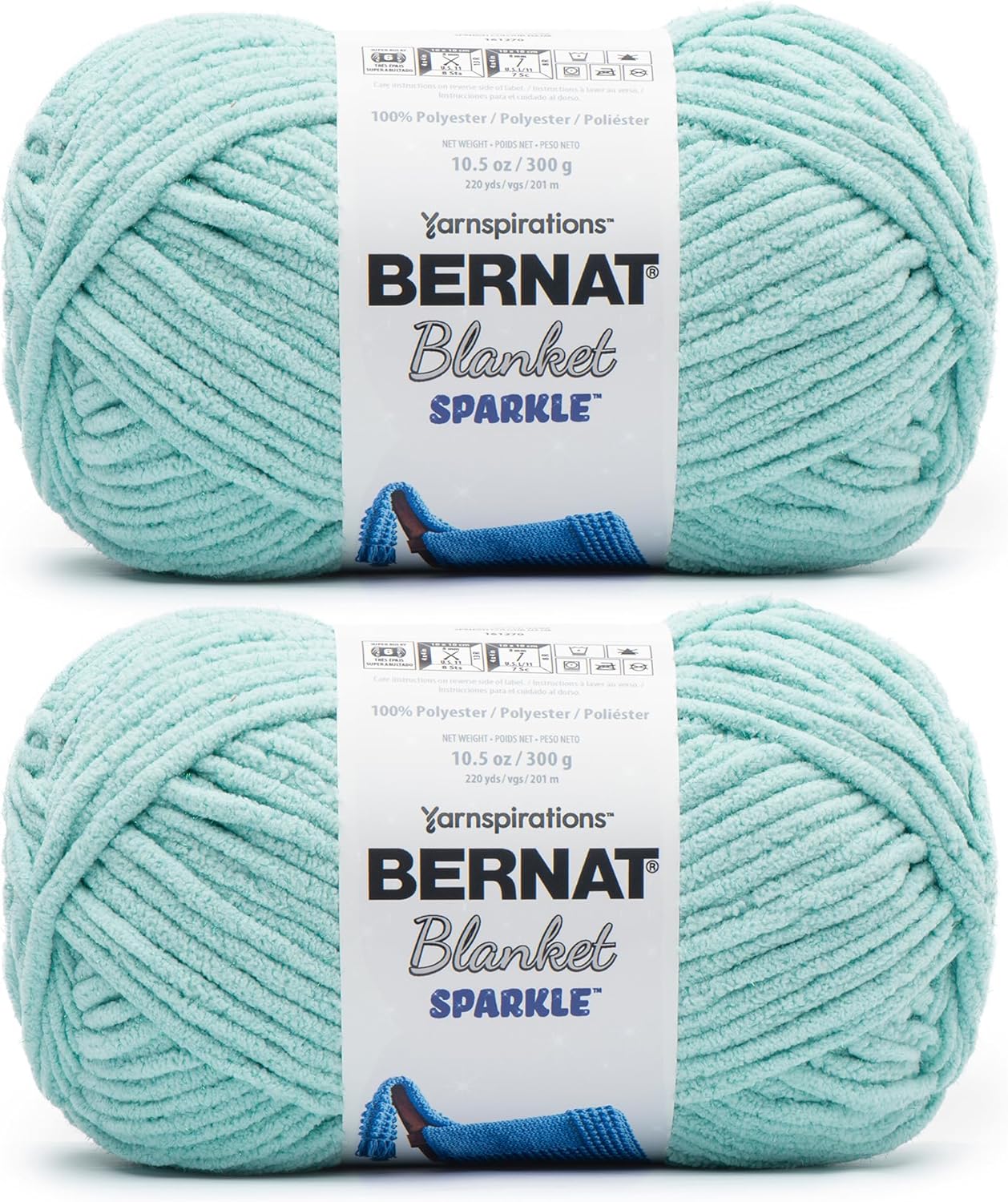 Bernat Blanket Sparkle Aqua Yarn for Knitting & Crochet Projects
