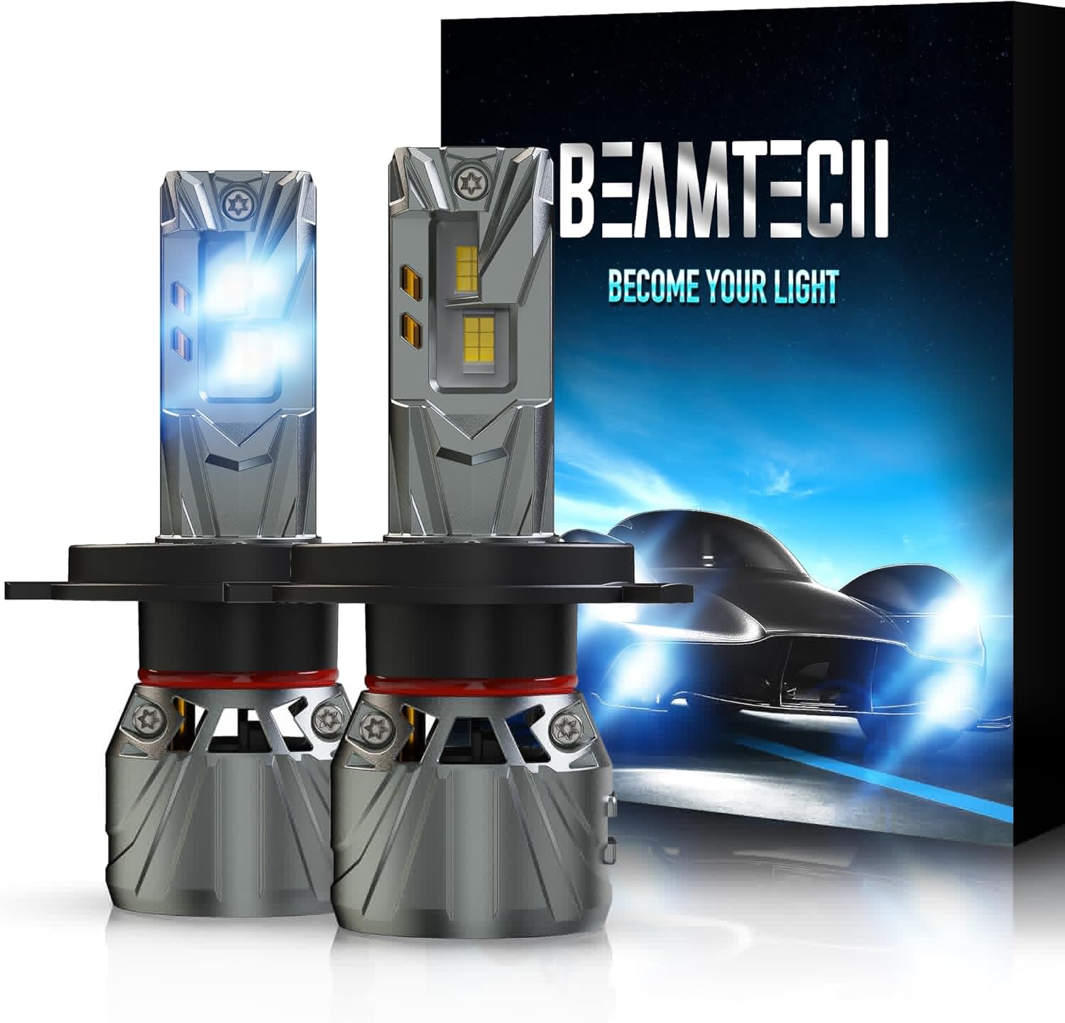 BEAMTECH Fog H4 Bulbs: 800% Brighter, 50,000H Lifespan