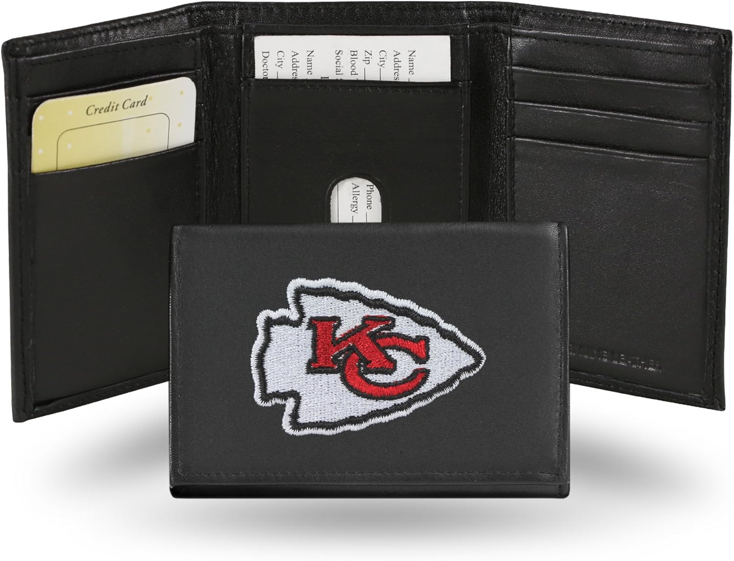 NFL Embroidered Genuine Leather Tri-fold Wallet for Football Fans