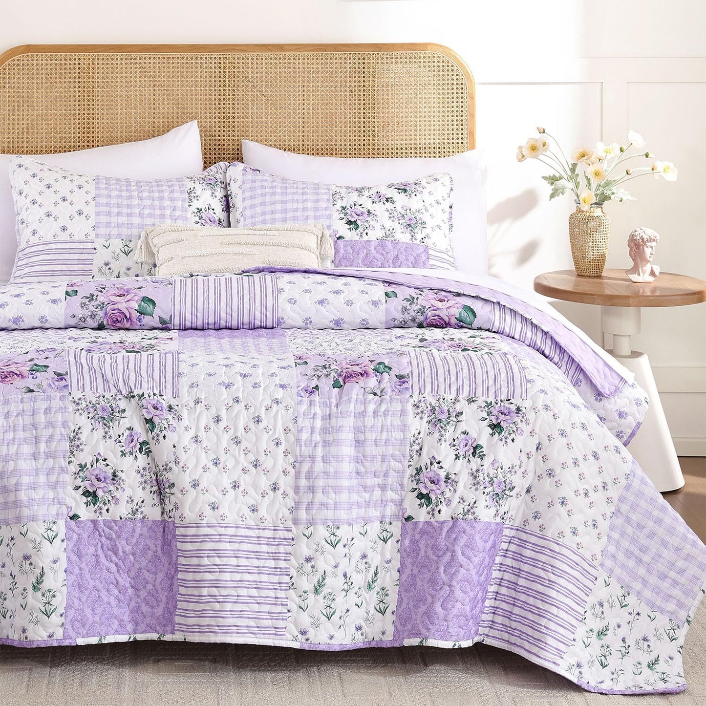 YIKUSH King Size Floral Quilt Set for All Seasons Comfort