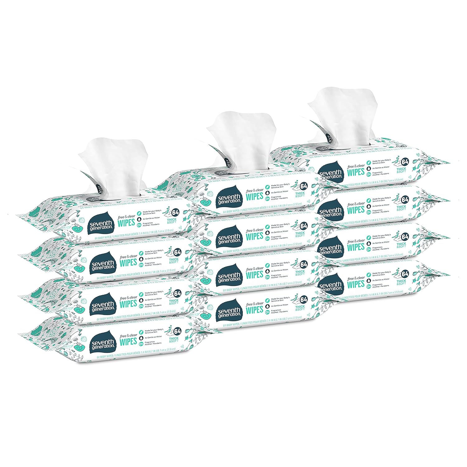 Seventh Generation Baby Wipes for Sensitive Skin, 768 Count