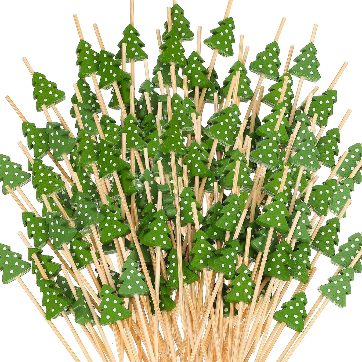 Christmas Tree Cocktail Picks - Festive Bamboo Toothpicks