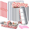 Mini Loaf Pans 100 Set with Lids Spoons Stickers - Party Ready 6.8oz