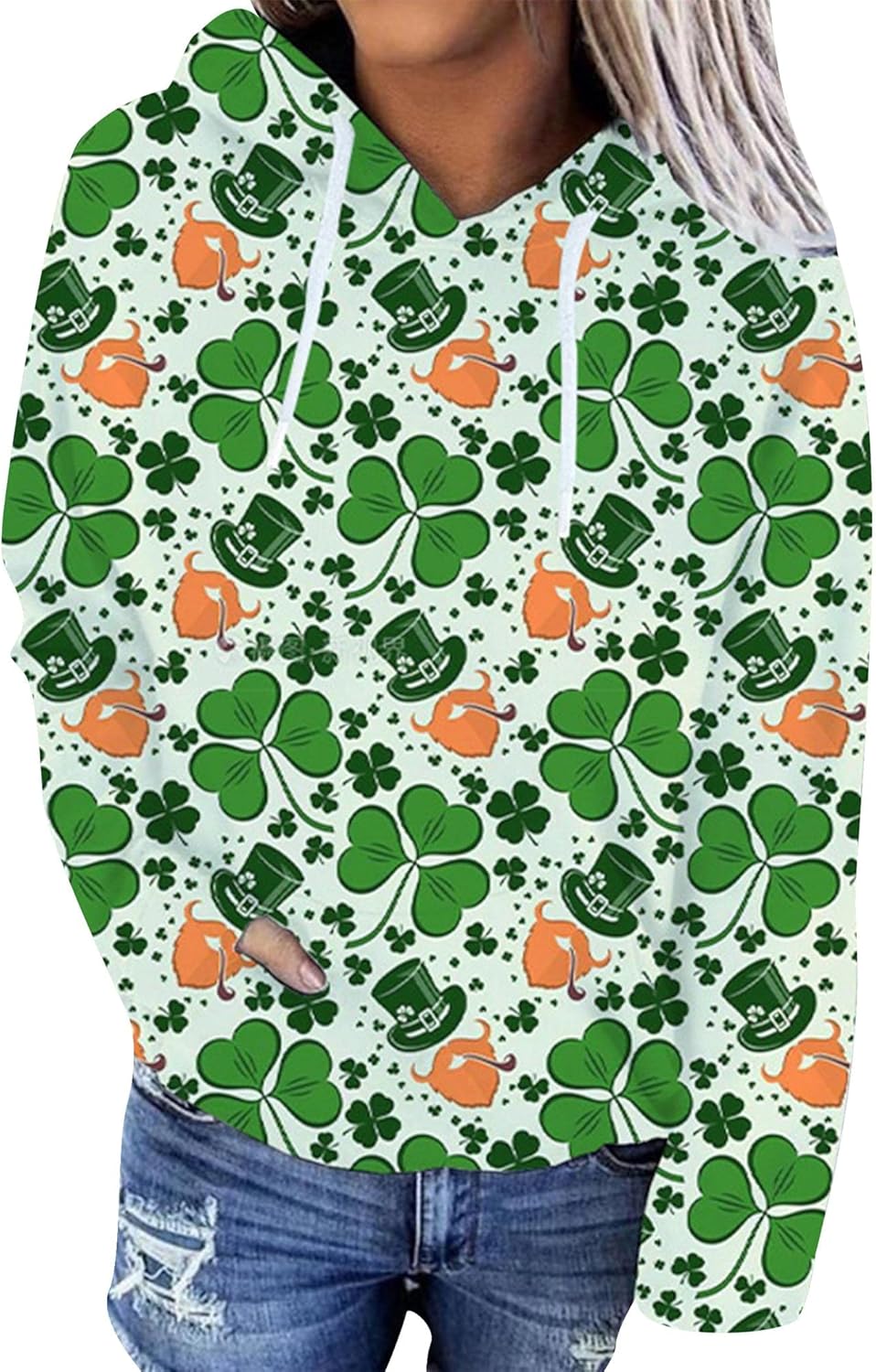 St. Patrick's Day Plus Size Clover Hoodie - BOFETA