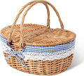 Wicker Picnic Basket for 2 with Dual-Flip Lid - Vintage Liner